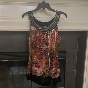 Dress Barn Studded Animal Print Blouse